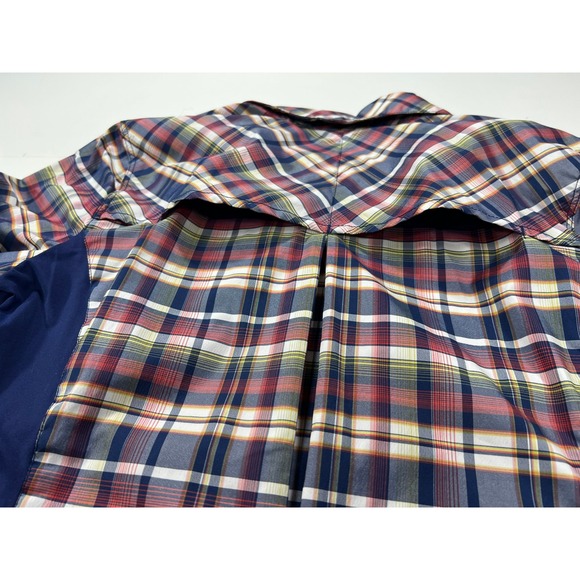 REI Co-op Women's Medium Blue Plaid Button Up Vented Hiking Shirt Roll Tab L/S - Picture 6 of 11